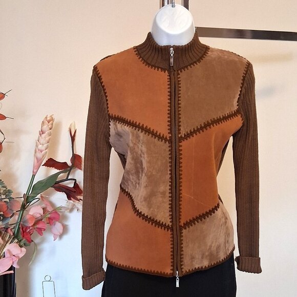 NWT Woman's Brown Multi Color Zip-Up Cardigan Knitwear Lightweight Sweater 6 S - Picture 1 of 10
